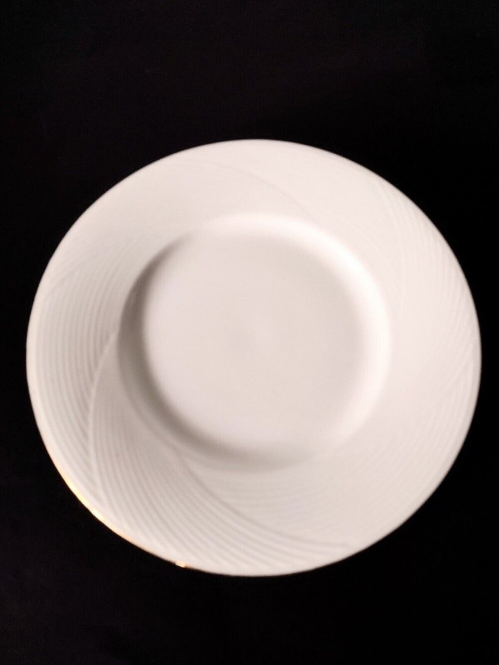 Dansk Jack Lenor Larsen 4 Winter White Brocade Salad Plates 9.25" Gold Trim Vtg
